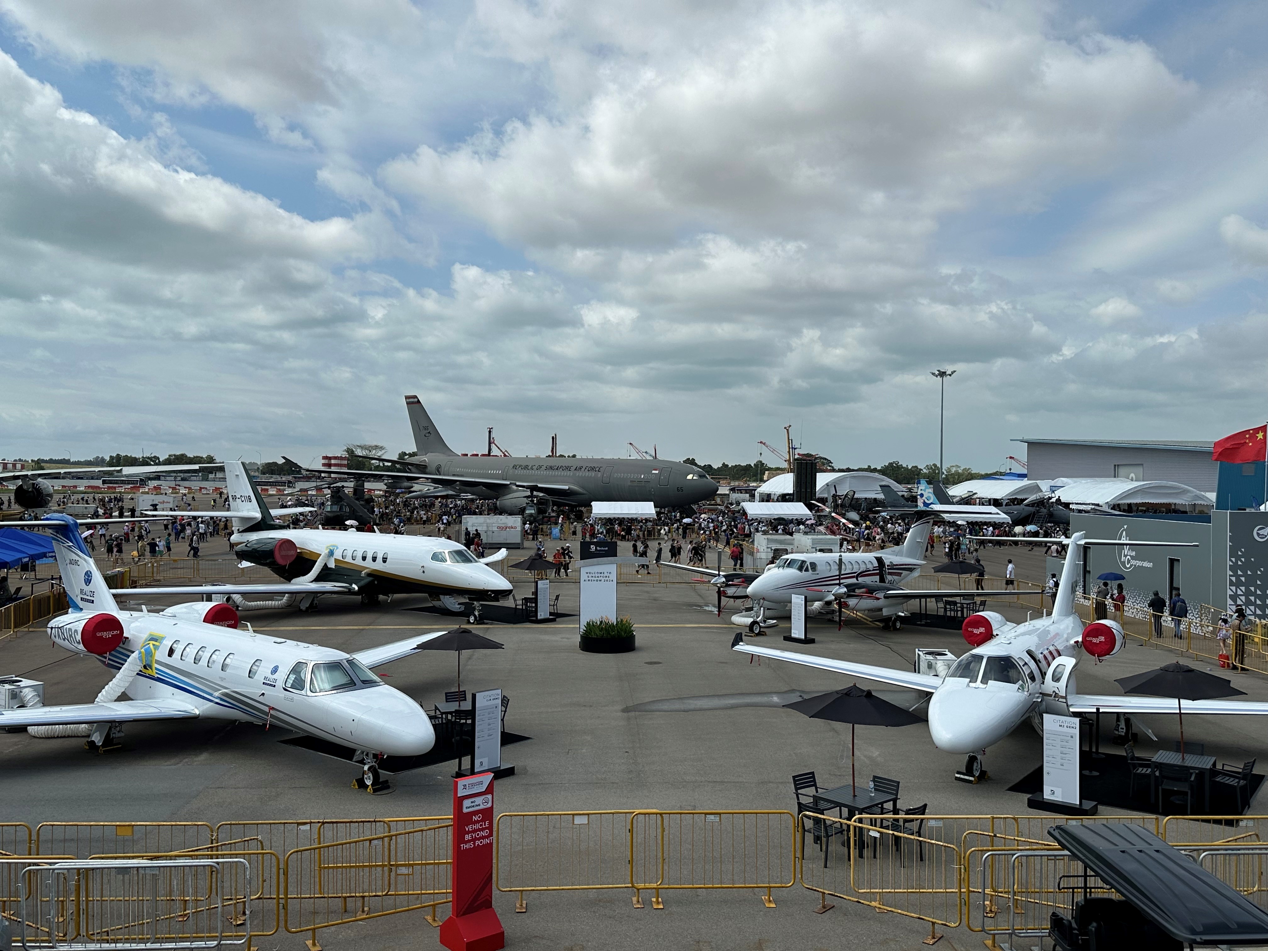 The view from a window of the Textron Aviation chalet at the Singapore Airshow 2024.